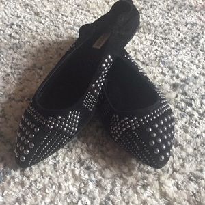🌚🖤Kelsi dagger black suede studded flats🖤🌚
